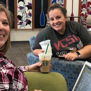 Students in the student center