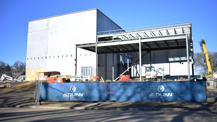 Exterior photo of construction on Center for the Arts