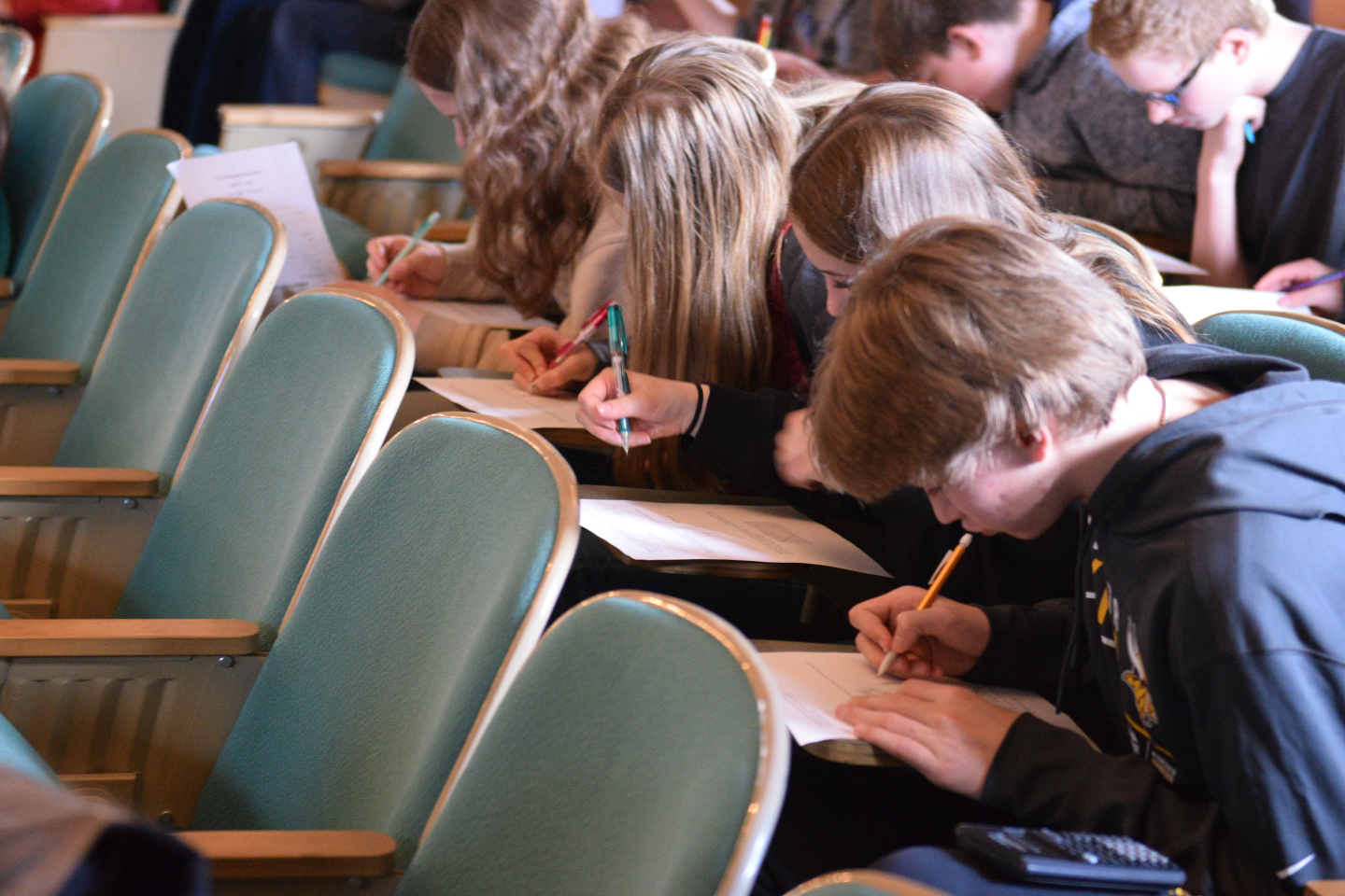 Students work on a test during the math competition