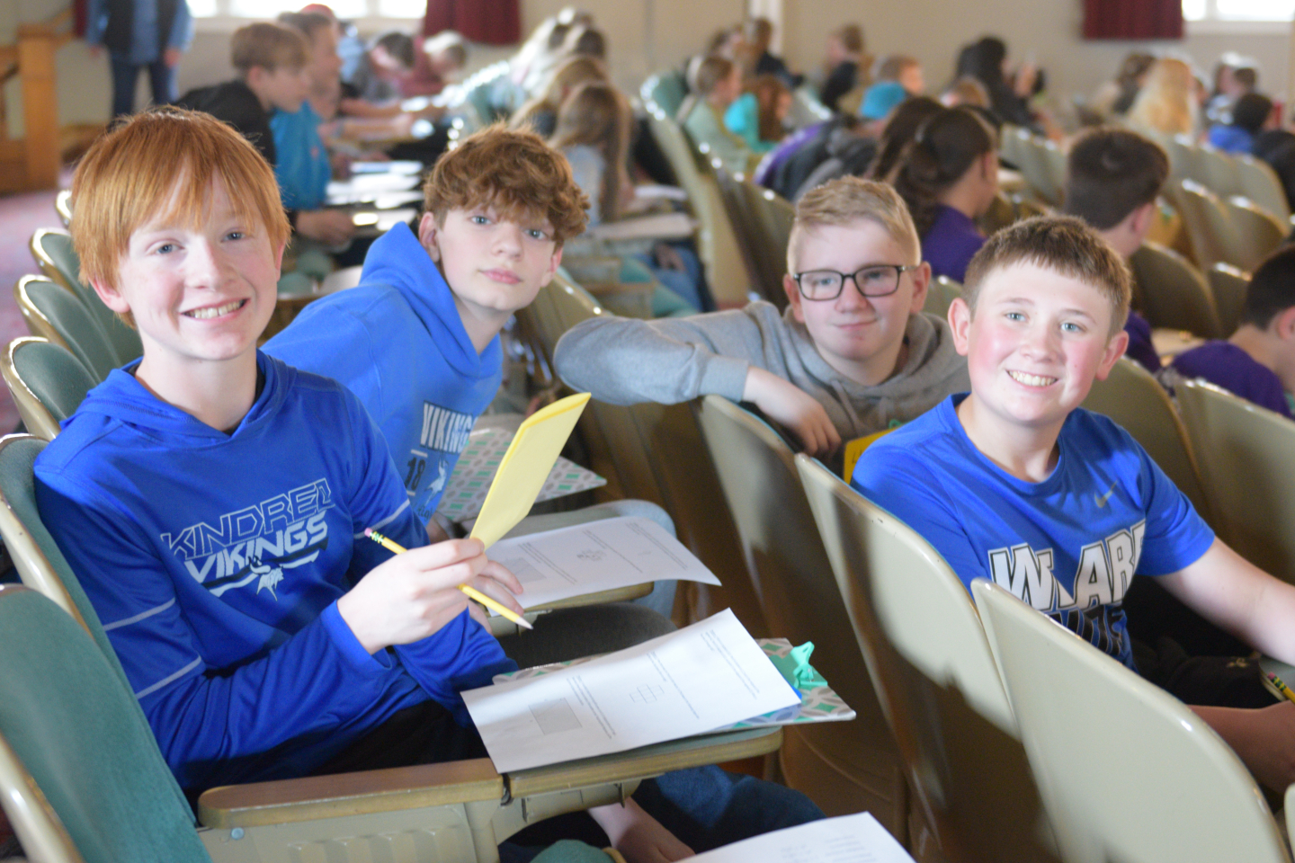 Students work on a test during the math competition