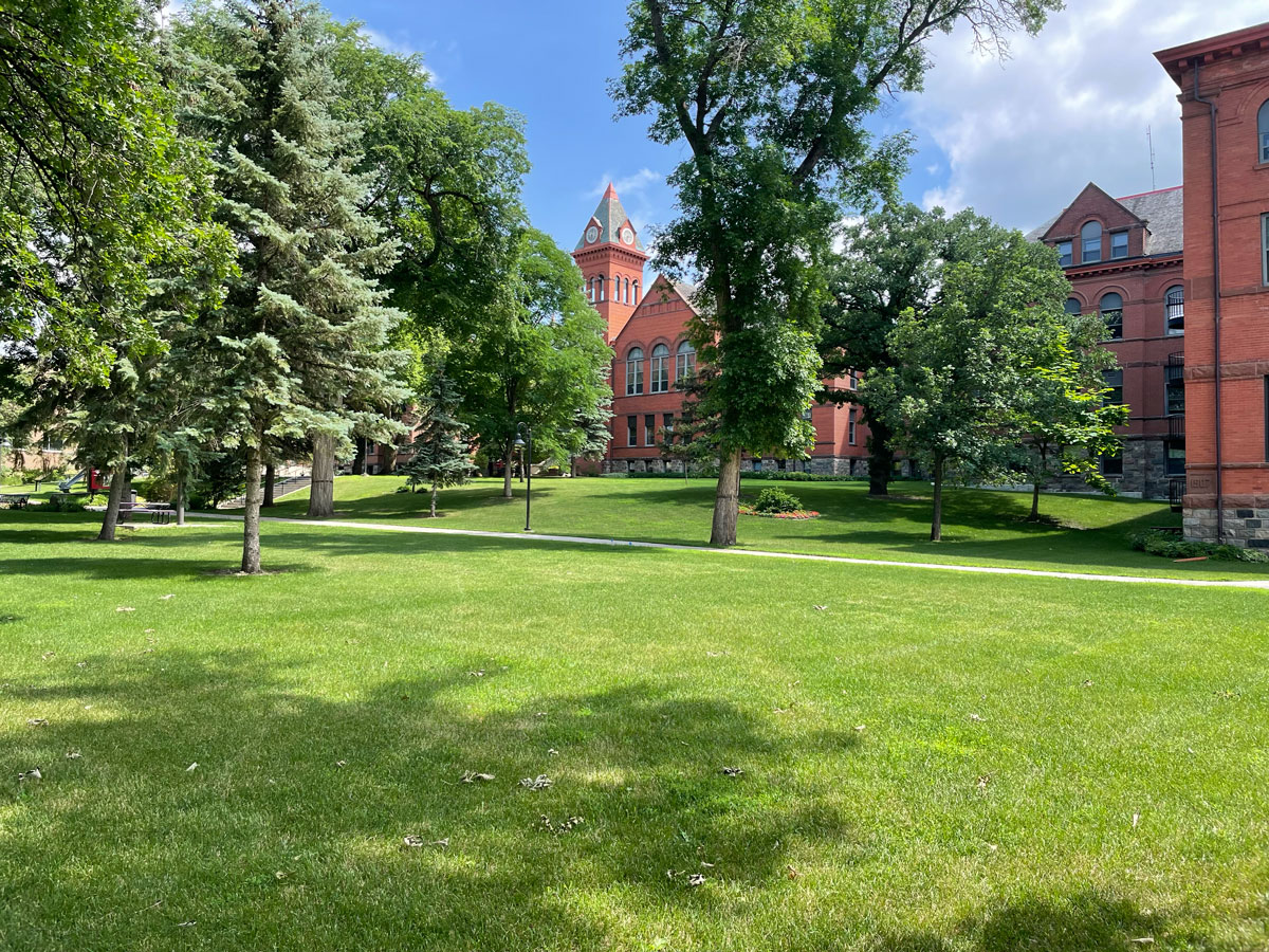 A photo of McFarland Hall in the summer