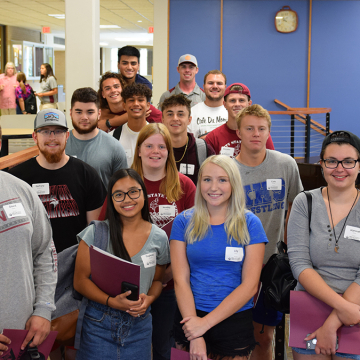 Students during orientation in the Student Center