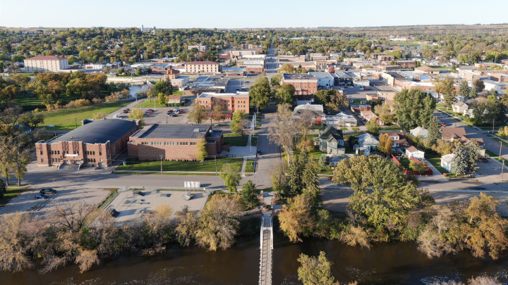 Aerial shot of Valley City community